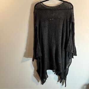 YUYU Sz M Open Knit Sweater Extra Fine Wool Blend Asymmetrical Lagenlook